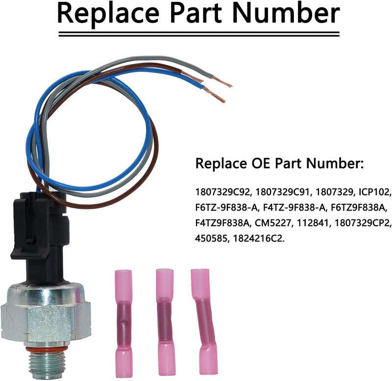 KEJSTED 7.3 ICP Injection Control Pressure Sensor & Pigtail Kit Compatible with Ford Powerstroke 7.3L Diesel ICP102 1807329C92 F6TZ-9F838-A F4TZ9F838A F6TZ9F838A CM5227 112841 - Image 3